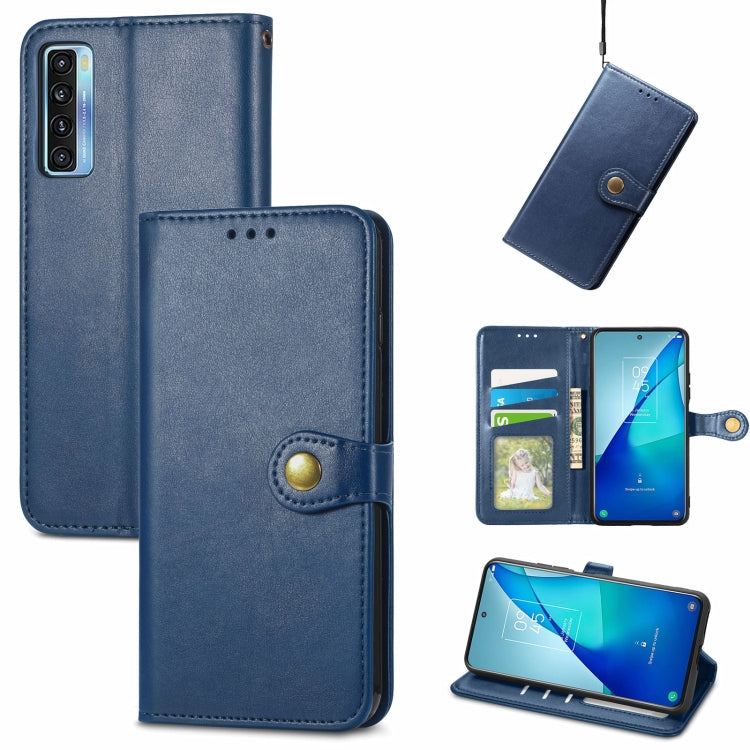 For TCL 20S Solid Color Leather Buckle Phone Case with Lanyard & Photo Frame & Card Slot & Wallet & Stand Function