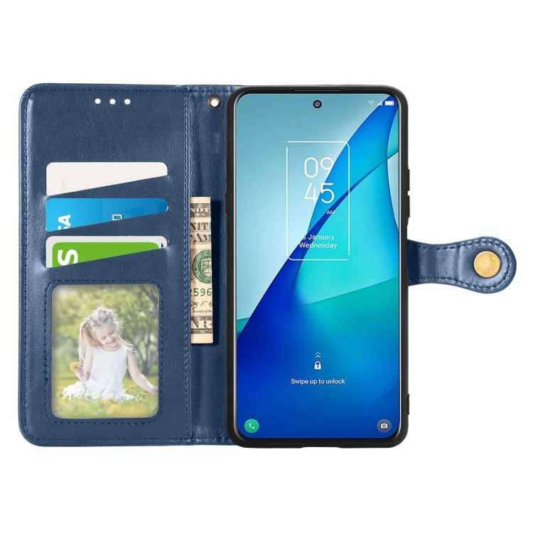 For TCL 20S Solid Color Leather Buckle Phone Case with Lanyard & Photo Frame & Card Slot & Wallet & Stand Function