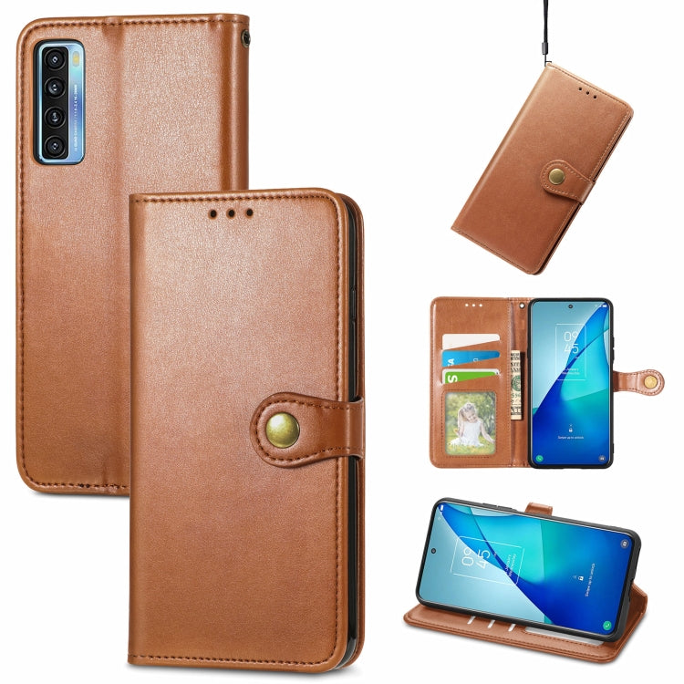For TCL 20S Solid Color Leather Buckle Phone Case with Lanyard & Photo Frame & Card Slot & Wallet & Stand Function