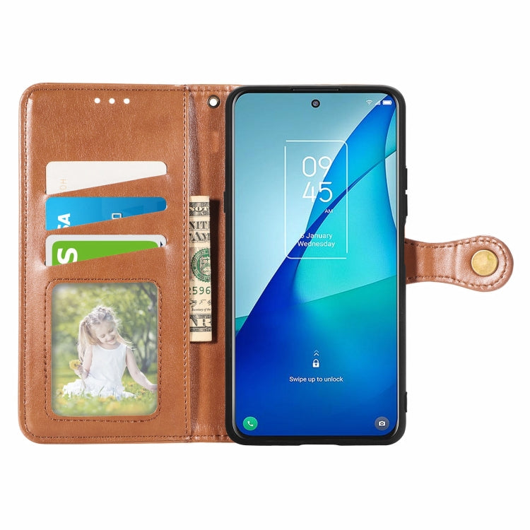 For TCL 20S Solid Color Leather Buckle Phone Case with Lanyard & Photo Frame & Card Slot & Wallet & Stand Function