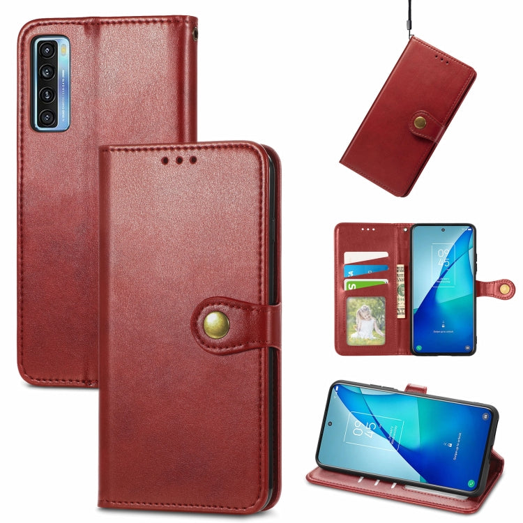For TCL 20S Solid Color Leather Buckle Phone Case with Lanyard & Photo Frame & Card Slot & Wallet & Stand Function
