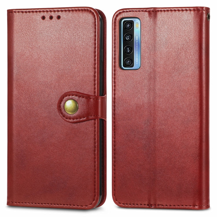 For TCL 20S Solid Color Leather Buckle Phone Case with Lanyard & Photo Frame & Card Slot & Wallet & Stand Function