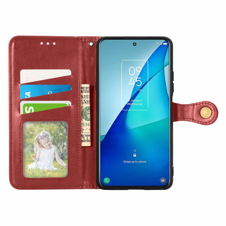 For TCL 20S Solid Color Leather Buckle Phone Case with Lanyard & Photo Frame & Card Slot & Wallet & Stand Function