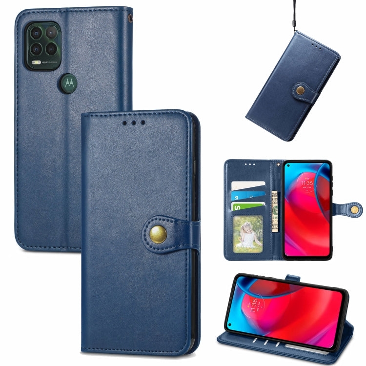 For Motorola Moto G Stylus 5G Solid Color Leather Buckle Phone Case with Lanyard & Photo Frame & Card Slot & Wallet & Stand Function