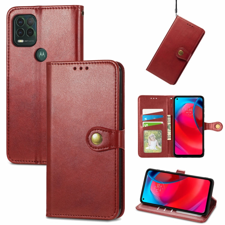 For Motorola Moto G Stylus 5G Solid Color Leather Buckle Phone Case with Lanyard & Photo Frame & Card Slot & Wallet & Stand Function