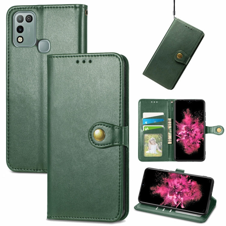 For Infinix Hot 10 Play Solid Color Leather Buckle Phone Case