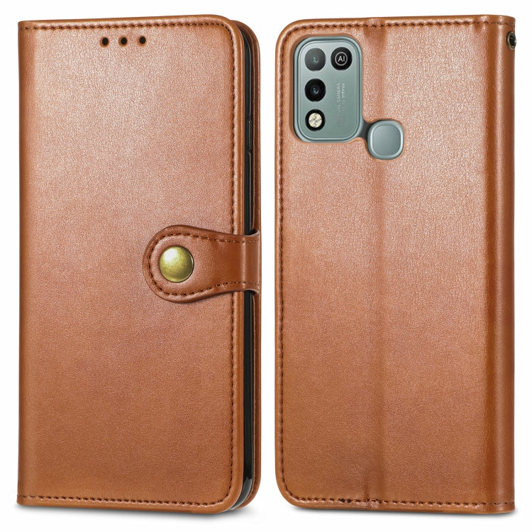 For Infinix Hot 10 Play Solid Color Leather Buckle Phone Case