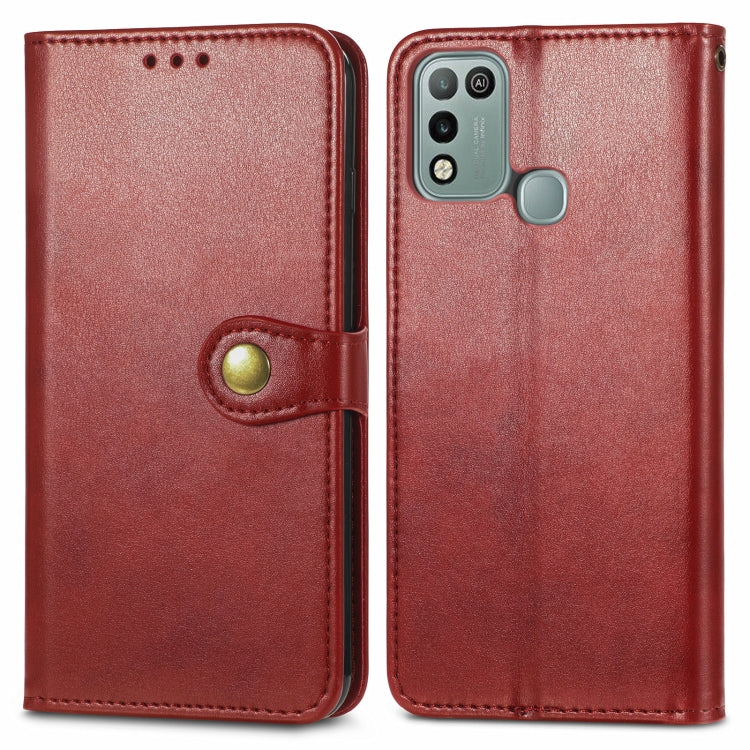 For Infinix Hot 10 Play Solid Color Leather Buckle Phone Case