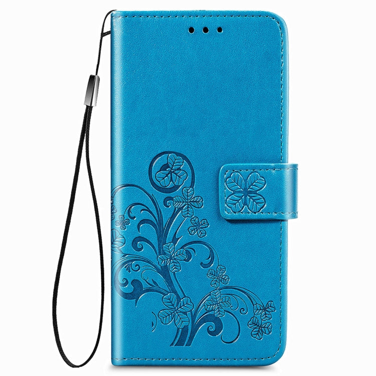 For Samsung Galaxy Z Fold3 Four-leaf Clasp Embossed Buckle Mobile Phone Protection Leather Case with Lanyard & Card Slot & Wallet & Bracket Function