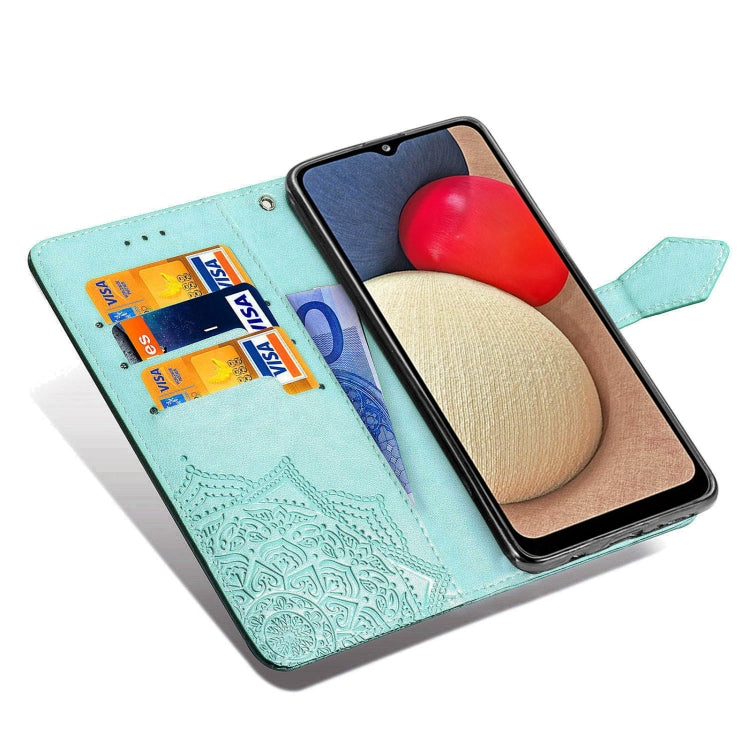 For Samsung Galaxy A03s 164mm Mandala Flower Embossed Horizontal Flip Leather Case with Holder & Three Card Slots & Wallet & Lanyard