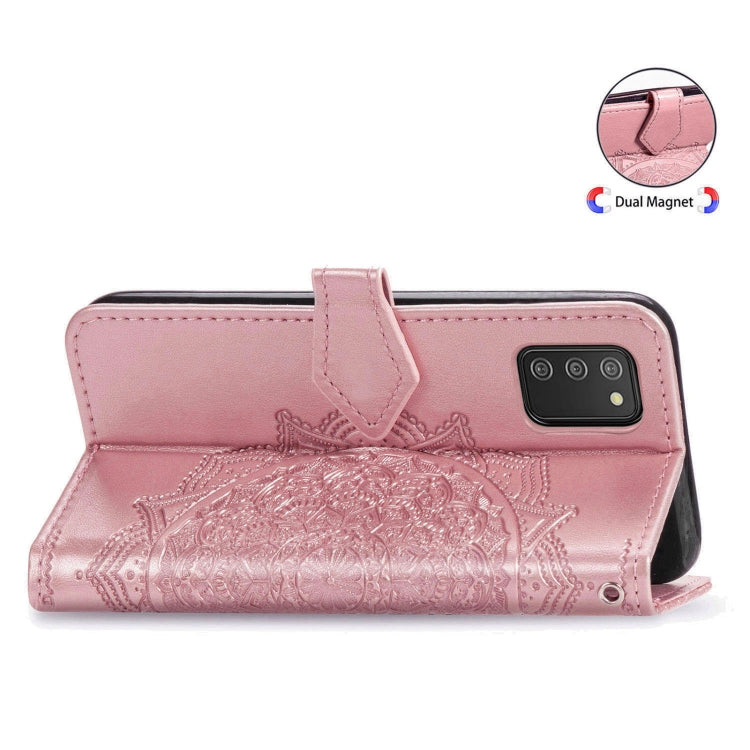 For Samsung Galaxy A03s 164mm Mandala Flower Embossed Horizontal Flip Leather Case with Holder & Three Card Slots & Wallet & Lanyard