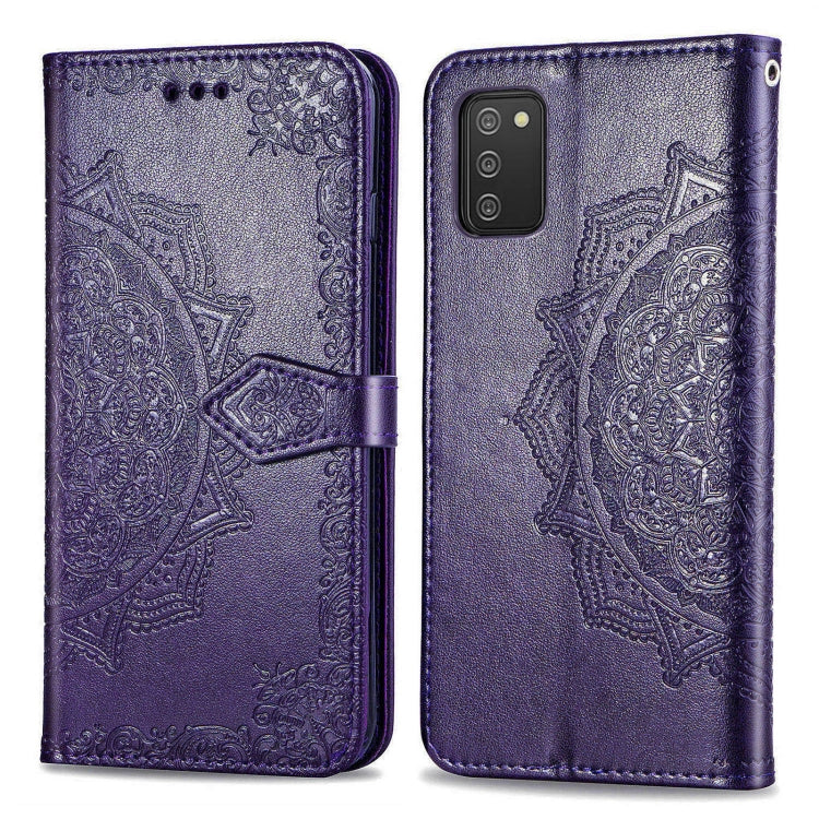 For Samsung Galaxy A03s 164mm Mandala Flower Embossed Horizontal Flip Leather Case with Holder & Three Card Slots & Wallet & Lanyard