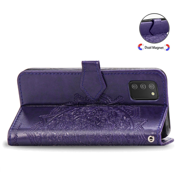 For Samsung Galaxy A03s 164mm Mandala Flower Embossed Horizontal Flip Leather Case with Holder & Three Card Slots & Wallet & Lanyard
