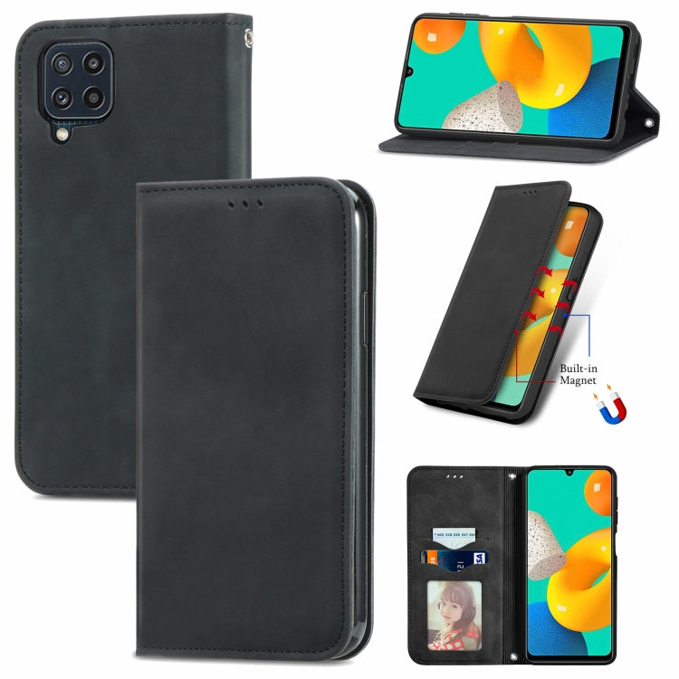 For Samsung Galaxy M32 Retro Skin Feel Business Magnetic Horizontal Flip Leather Case with Holder & Card Slots & Wallet & Photo Frame