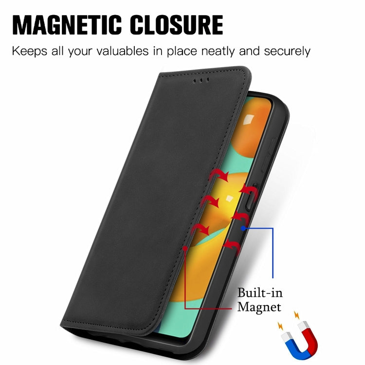 For Samsung Galaxy M32 Retro Skin Feel Business Magnetic Horizontal Flip Leather Case with Holder & Card Slots & Wallet & Photo Frame