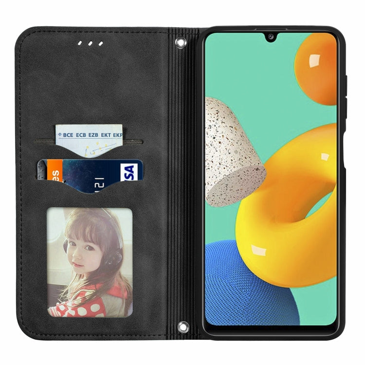 For Samsung Galaxy M32 Retro Skin Feel Business Magnetic Horizontal Flip Leather Case with Holder & Card Slots & Wallet & Photo Frame