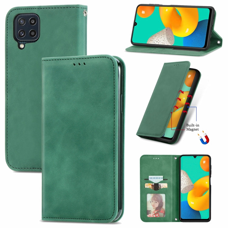 For Samsung Galaxy M32 Retro Skin Feel Business Magnetic Horizontal Flip Leather Case with Holder & Card Slots & Wallet & Photo Frame