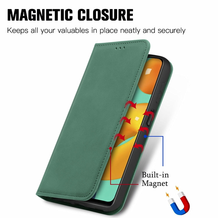 For Samsung Galaxy M32 Retro Skin Feel Business Magnetic Horizontal Flip Leather Case with Holder & Card Slots & Wallet & Photo Frame