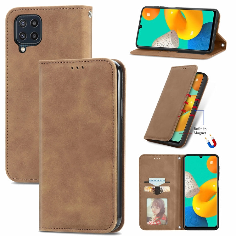 For Samsung Galaxy M32 Retro Skin Feel Business Magnetic Horizontal Flip Leather Case with Holder & Card Slots & Wallet & Photo Frame