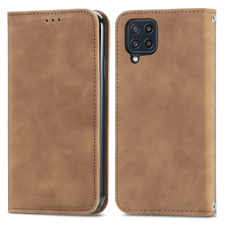 For Samsung Galaxy M32 Retro Skin Feel Business Magnetic Horizontal Flip Leather Case with Holder & Card Slots & Wallet & Photo Frame