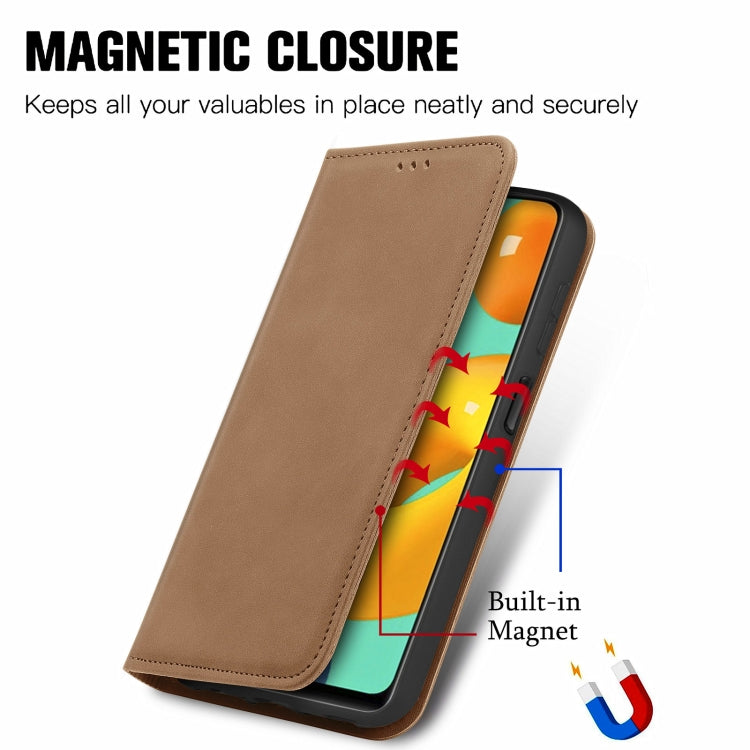 For Samsung Galaxy M32 Retro Skin Feel Business Magnetic Horizontal Flip Leather Case with Holder & Card Slots & Wallet & Photo Frame