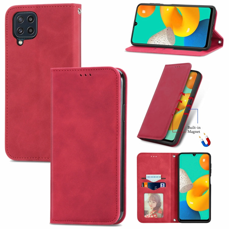 For Samsung Galaxy M32 Retro Skin Feel Business Magnetic Horizontal Flip Leather Case with Holder & Card Slots & Wallet & Photo Frame