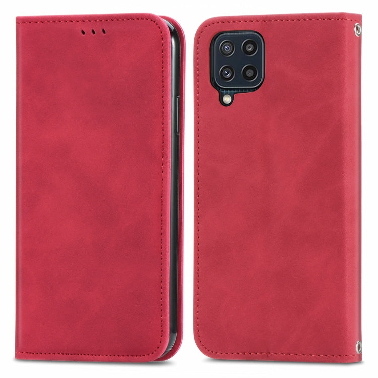 For Samsung Galaxy M32 Retro Skin Feel Business Magnetic Horizontal Flip Leather Case with Holder & Card Slots & Wallet & Photo Frame