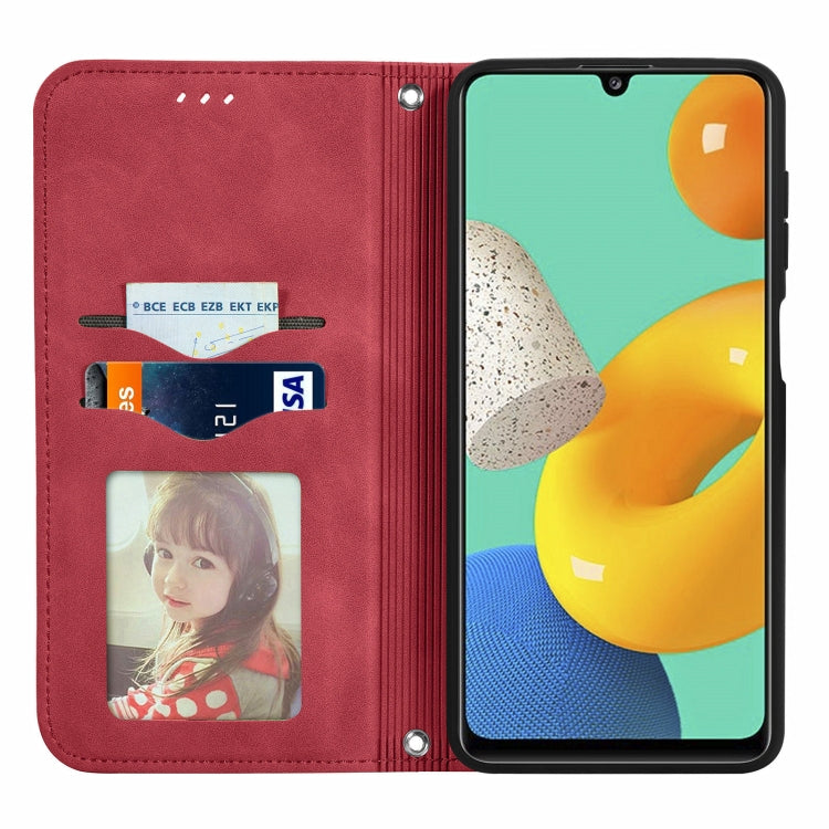 For Samsung Galaxy M32 Retro Skin Feel Business Magnetic Horizontal Flip Leather Case with Holder & Card Slots & Wallet & Photo Frame