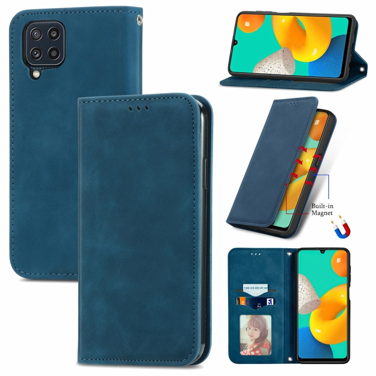 For Samsung Galaxy M32 Retro Skin Feel Business Magnetic Horizontal Flip Leather Case with Holder & Card Slots & Wallet & Photo Frame