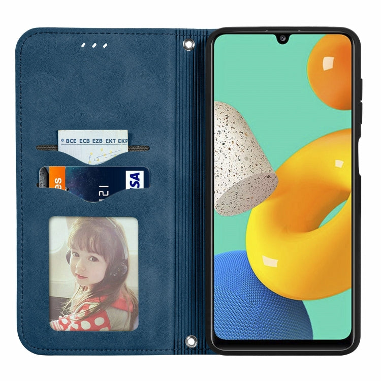 For Samsung Galaxy M32 Retro Skin Feel Business Magnetic Horizontal Flip Leather Case with Holder & Card Slots & Wallet & Photo Frame