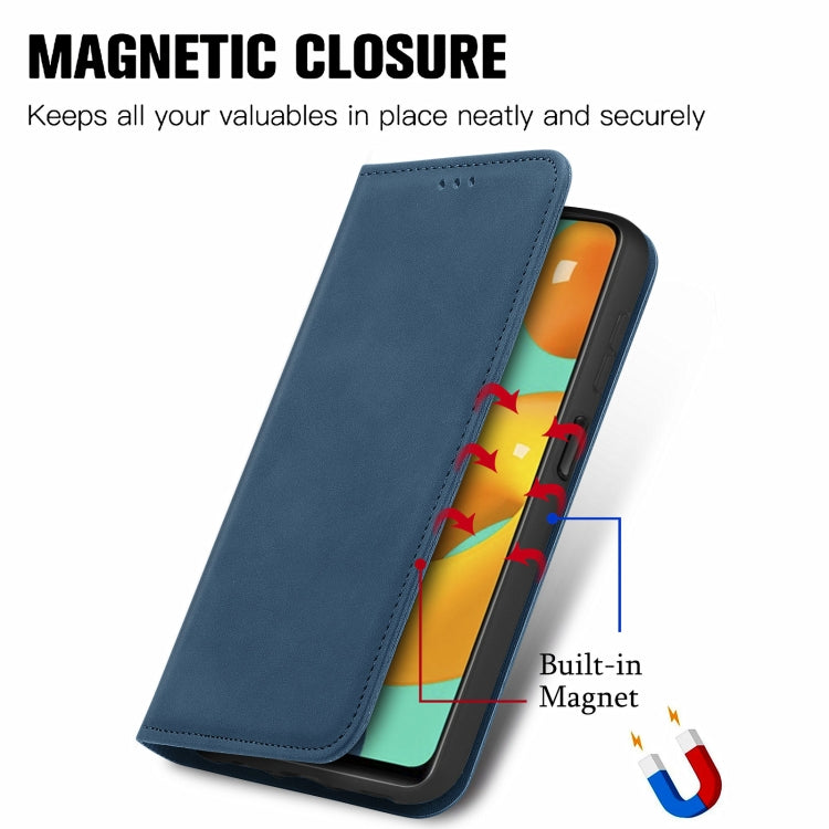 For Samsung Galaxy M32 Retro Skin Feel Business Magnetic Horizontal Flip Leather Case with Holder & Card Slots & Wallet & Photo Frame