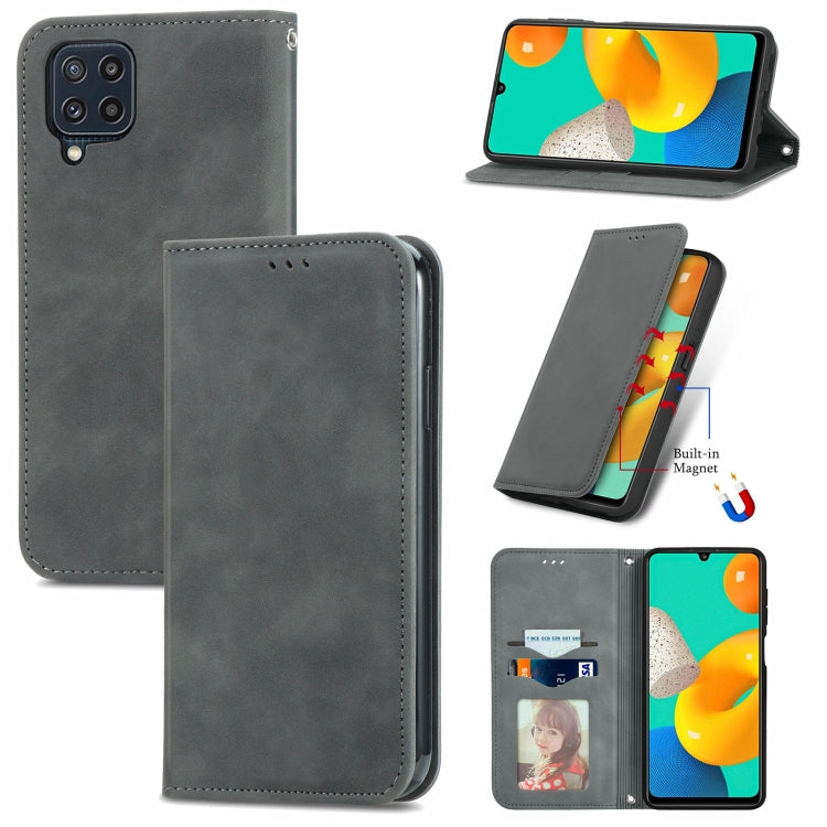 For Samsung Galaxy M32 Retro Skin Feel Business Magnetic Horizontal Flip Leather Case with Holder & Card Slots & Wallet & Photo Frame