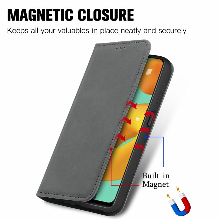 For Samsung Galaxy M32 Retro Skin Feel Business Magnetic Horizontal Flip Leather Case with Holder & Card Slots & Wallet & Photo Frame