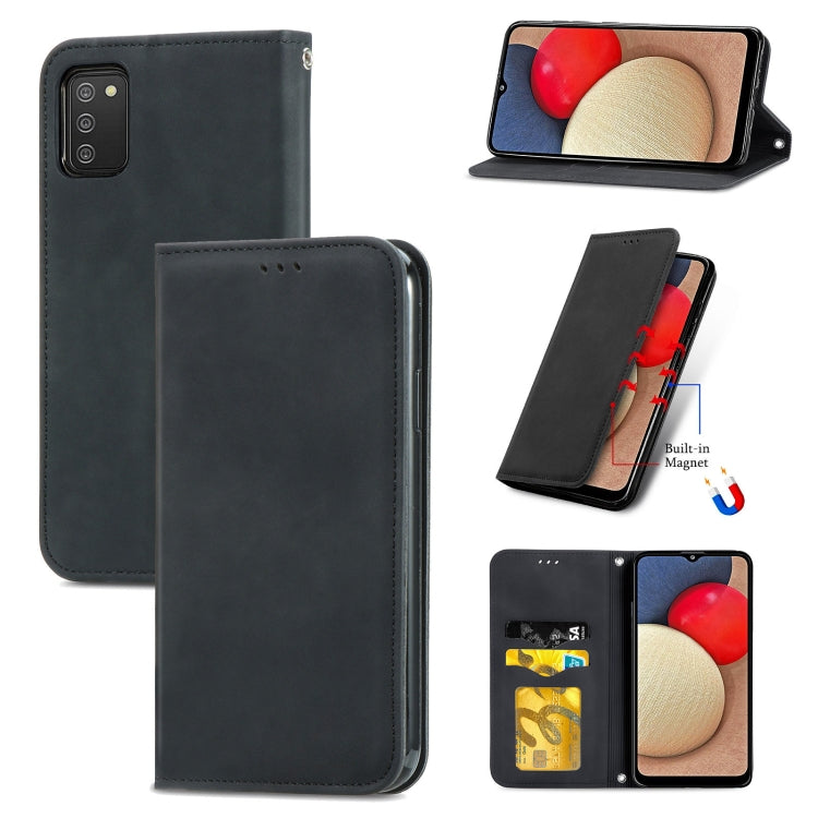 For Samsung Galaxy A03s 164mm Retro Skin Feel Magnetic Horizontal Flip Leather Case with Holder & Card Slots & Wallet & Photo Frame