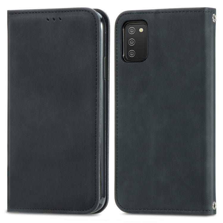 For Samsung Galaxy A03s 164mm Retro Skin Feel Magnetic Horizontal Flip Leather Case with Holder & Card Slots & Wallet & Photo Frame