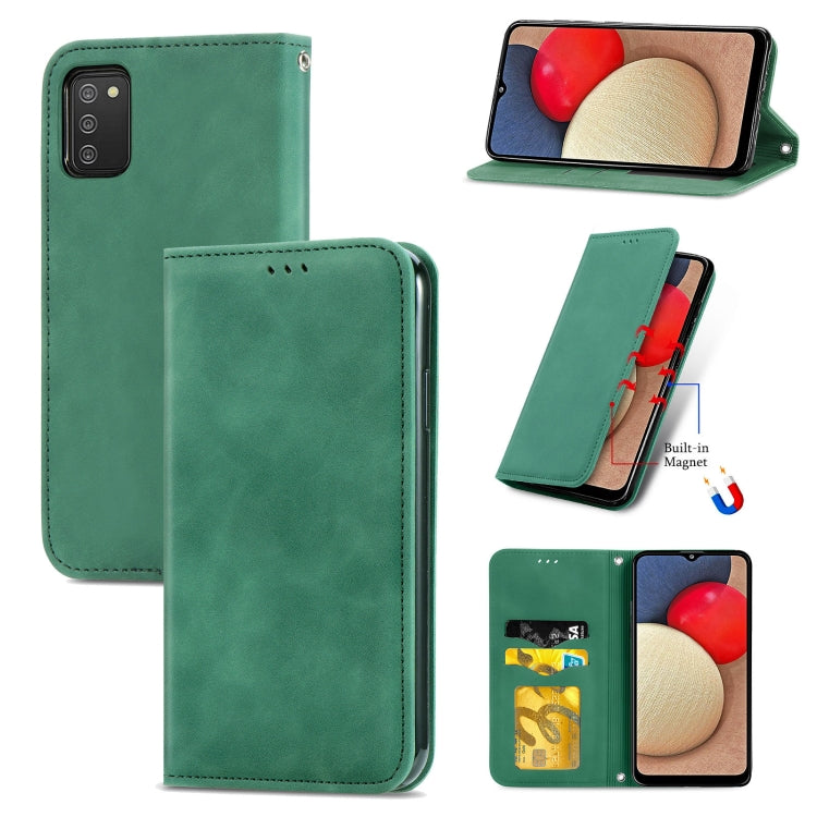 For Samsung Galaxy A03s 164mm Retro Skin Feel Magnetic Horizontal Flip Leather Case with Holder & Card Slots & Wallet & Photo Frame