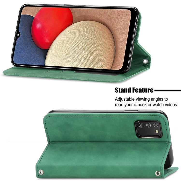 For Samsung Galaxy A03s 164mm Retro Skin Feel Magnetic Horizontal Flip Leather Case with Holder & Card Slots & Wallet & Photo Frame