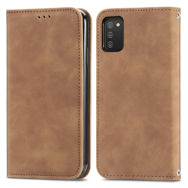 For Samsung Galaxy A03s 164mm Retro Skin Feel Magnetic Horizontal Flip Leather Case with Holder & Card Slots & Wallet & Photo Frame