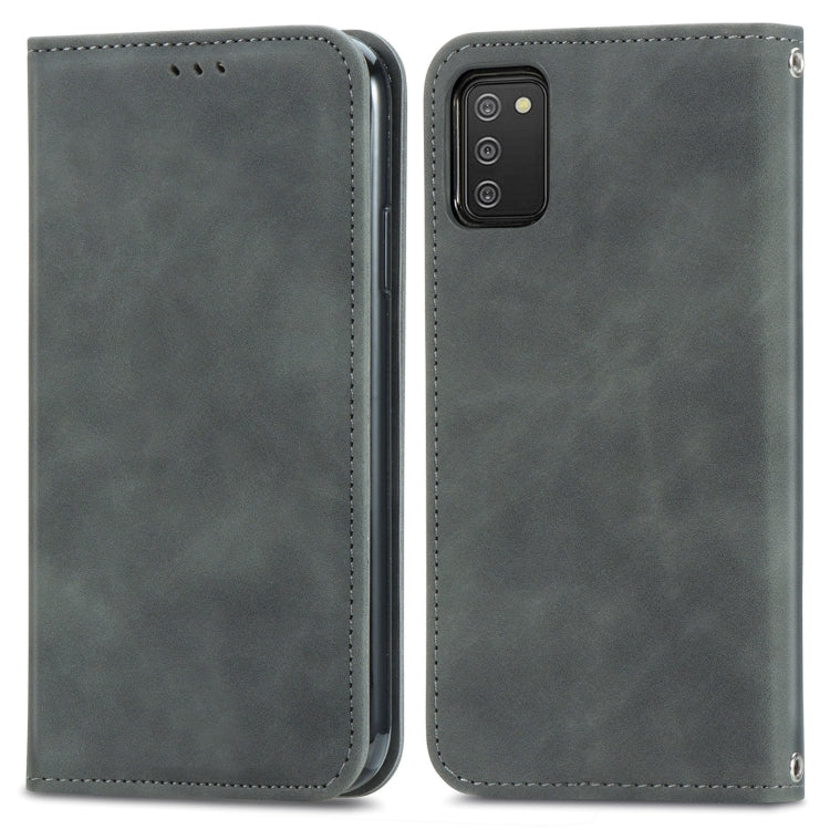 For Samsung Galaxy A03s 164mm Retro Skin Feel Magnetic Horizontal Flip Leather Case with Holder & Card Slots & Wallet & Photo Frame