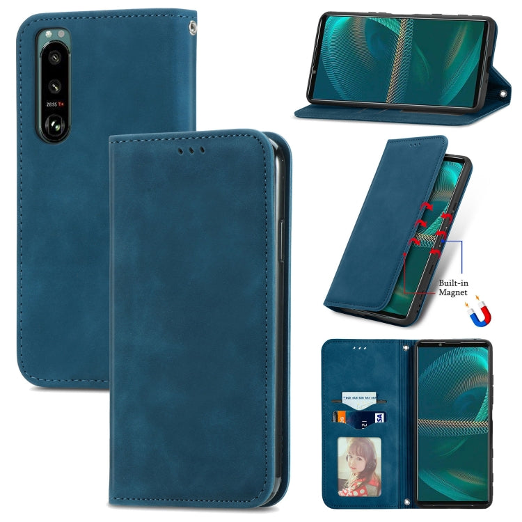 For Sony Xperia 5 III Retro Skin Feel Business Magnetic Horizontal Flip Leather Case with Holder & Card Slots & Wallet & Photo Frame
