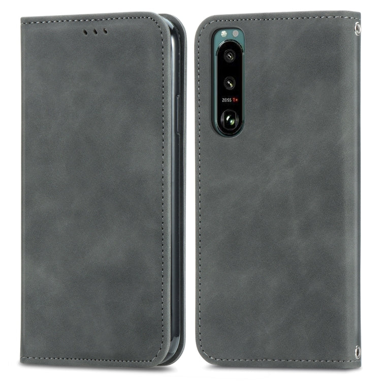 For Sony Xperia 5 III Retro Skin Feel Business Magnetic Horizontal Flip Leather Case with Holder & Card Slots & Wallet & Photo Frame