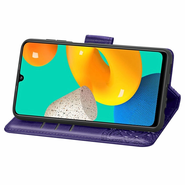 For Samsung Galaxy M32 Butterfly Love Flowers Embossed Horizontal Flip Leather Case with Holder & Card Slots & Wallet & Lanyard