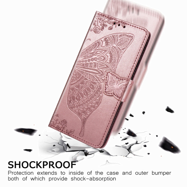 For Samsung Galaxy Z Fold3 Butterfly Love Flowers Embossed Horizontal Flip Leather Case with Holder & Card Slots & Wallet & Lanyard