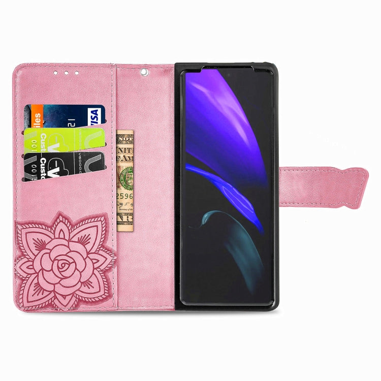 For Samsung Galaxy Z Fold3 Butterfly Love Flowers Embossed Horizontal Flip Leather Case with Holder & Card Slots & Wallet & Lanyard