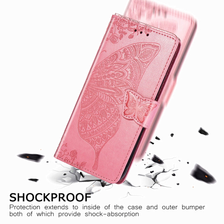 For Samsung Galaxy Z Fold3 Butterfly Love Flowers Embossed Horizontal Flip Leather Case with Holder & Card Slots & Wallet & Lanyard