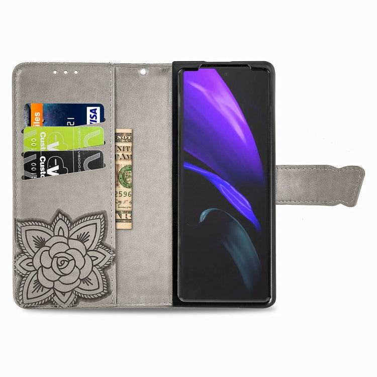 For Samsung Galaxy Z Fold3 Butterfly Love Flowers Embossed Horizontal Flip Leather Case with Holder & Card Slots & Wallet & Lanyard