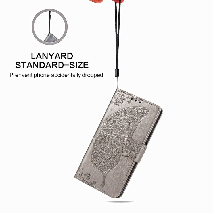 For Samsung Galaxy Z Fold3 Butterfly Love Flowers Embossed Horizontal Flip Leather Case with Holder & Card Slots & Wallet & Lanyard