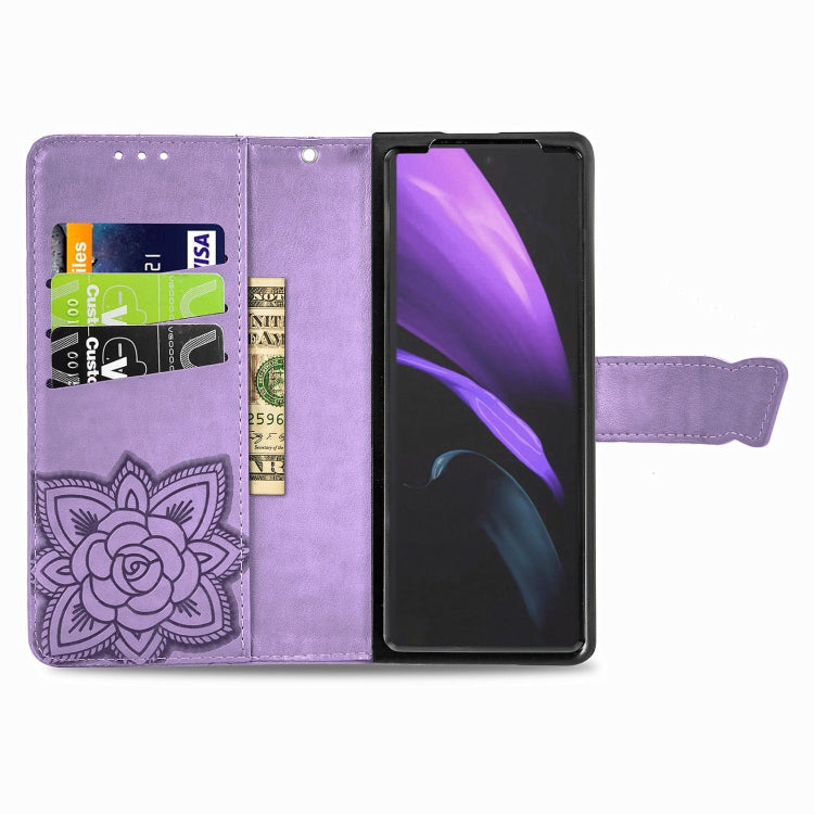 For Samsung Galaxy Z Fold3 Butterfly Love Flowers Embossed Horizontal Flip Leather Case with Holder & Card Slots & Wallet & Lanyard