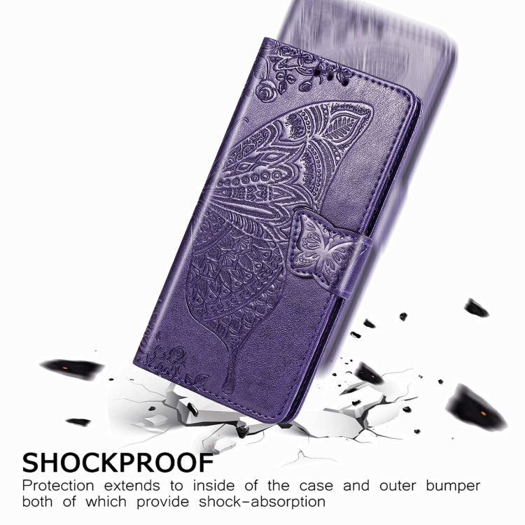 For Samsung Galaxy Z Fold3 Butterfly Love Flowers Embossed Horizontal Flip Leather Case with Holder & Card Slots & Wallet & Lanyard
