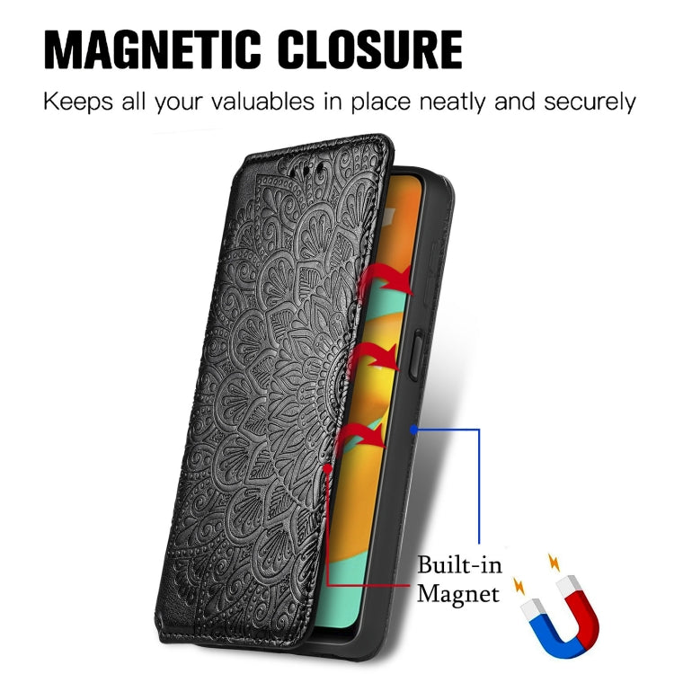 For Galaxy M32 Blooming Mandala Embossed Pattern Magnetic Horizontal Flip Leather Case with Holder & Card Slots & Wallet